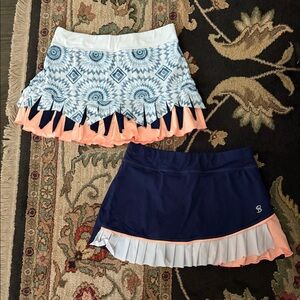 Blue and Peach Patterned Women's Skirt set